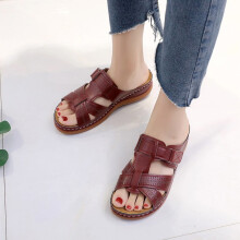 Sandali ortopedici da donna Willtoo con supporto plantare, eleganti infradito con zeppa e punta aperta, colore bordeaux, taglia US-7 (EU-38)