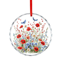 Kristallglas-Ornament, Libelle, Blumen, runde Glasornamente zum Unabhängigkeitstag, Gedenktag, für Zuhause, Büro oder Weihnachtsbaum.