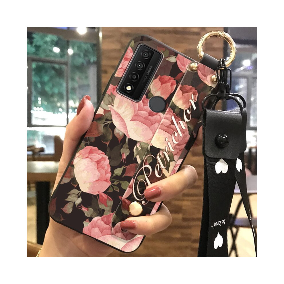 Silicone Phone Case Compatible With Tcl 20 Xe Â Waterproof, Shockproof, Dust-Resistant, With Lanyard, Kickstand & Flower Design 9551475413297