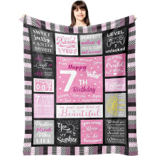 Geburtstagsdecke zum 7. Geburtstag (76 x 102 cm) – Geschenkidee & Dekoration für 7-jährige Mädchen, passend zu Kinderparty-Themen