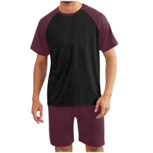 Mens Pajama Set Sleepwear Short Sleeve Shirts Soft Comfy Shorts with Pocket Sets Loungewear 2 Piece