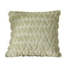 Alla hjärtans dag-örngott 45x45 cm bohemiska ljusgröna hjärtformade tuftade plyschörngott