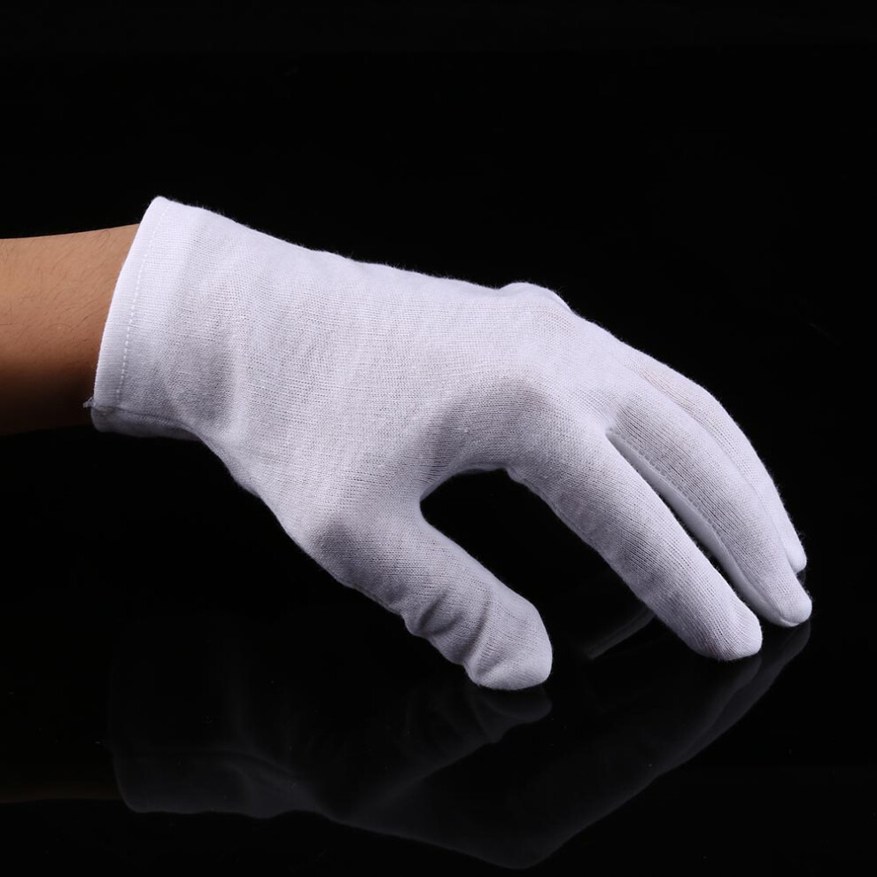 White Cotton Work Gloves 12 Pairs For Coin Jewelry Silver Inspection & Handling 8071392973014
