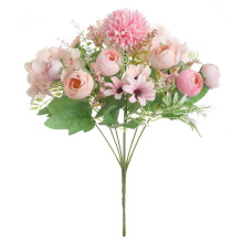 Kunstzijden bloemen, bruids- en Valentijnsboeketten voor bruidsdecoratie, realistische zijden bloemstukken voor tafeldecoraties.