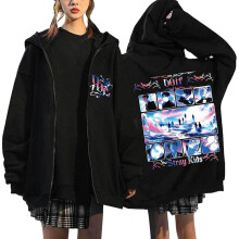 Mikina s kapucňou Stray Kids Star – Felix, Hyunjin, Bangchan, Lee Know, Changbin – mikina so zipsom Y2K E-Girl, kompatibilná s fanúšikmi