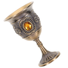 1Pc Wine Goblet Golden Round Stemmed Simple Design Family Gathering