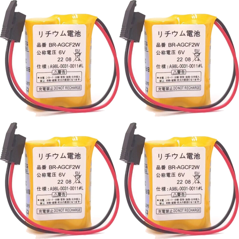 Pack Of 4 Br-Agcf2w 6V A98l-0031-0011#L Plc Battery For Fanuc System Battery A98l-0031-0011 With Plug Black 9340959325467