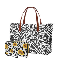 Sac à main pour femme à imprimé tournesol avec portefeuille assorti