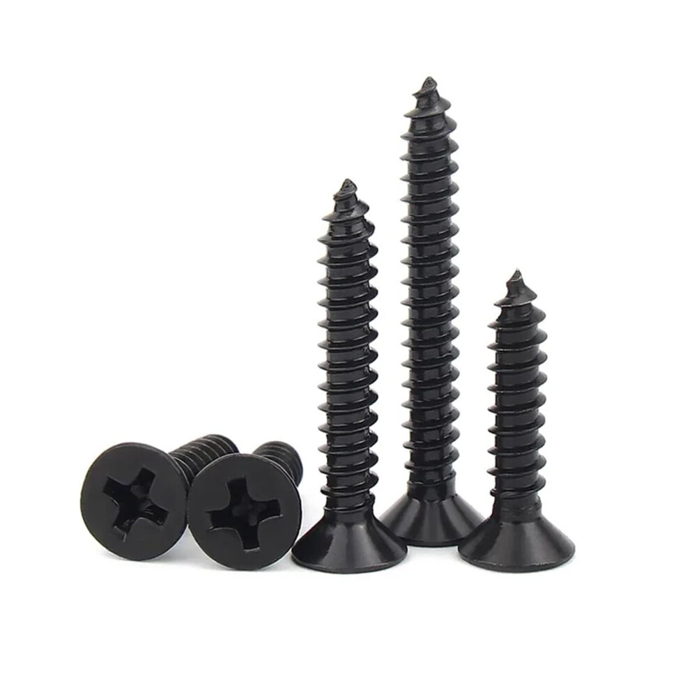10/100 Small Black 304 Stainless Steel Cross Phillips Flat Countersunk Head Self Tapping Wood Screw M1.7 M2 M2.5 M3 M3.5 M4 9009879513254
