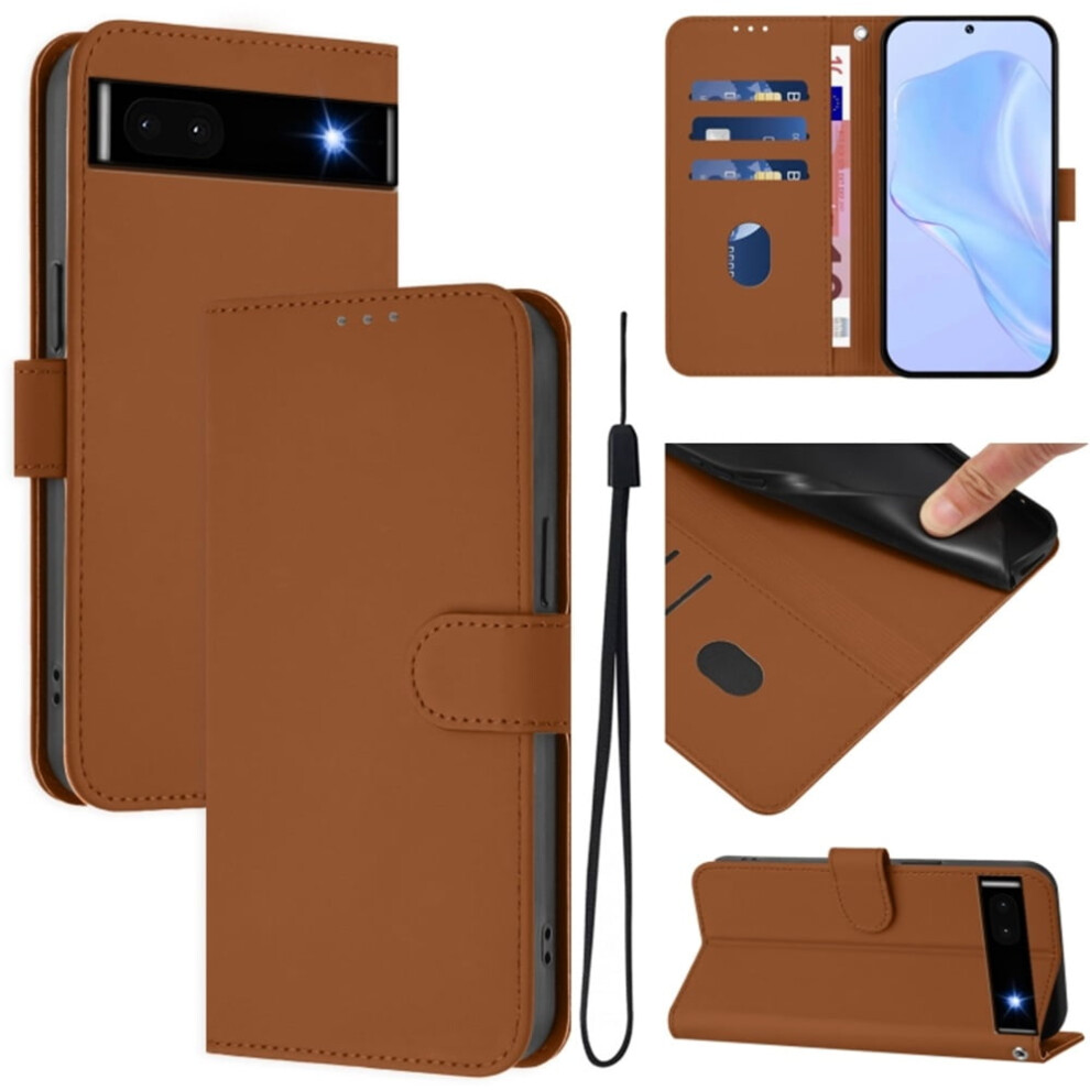 Wallet Case Compatible With Google Pixel 6A Â Pu Leather Flip Folio, Magnetic Closure, 3-Card Slot & Wrist Strap, Brown 9175034882371