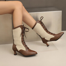 Botines victorianos Willtoo Vintage para mujer, estilo años 70, con cordones y tacón bajo.