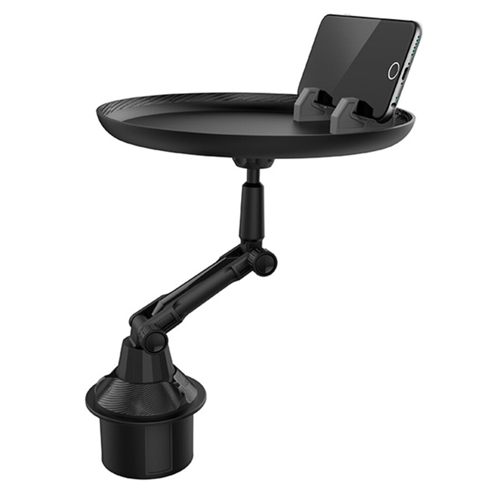 Adjustable Car Cup Holder Tray Â Multi-Functional Car Dining Table With Phone Holder (360 Swivel, Universal Fit) Black 9175034882708
