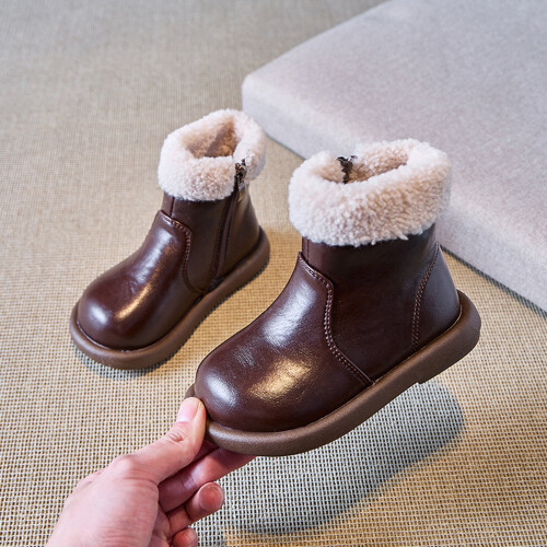 Children's Boots, Cotton Shoes, Solid Color Soft Soled Short Boots