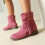 Women's Western Fringe Ankle Boot Suede Chunky Heel 1