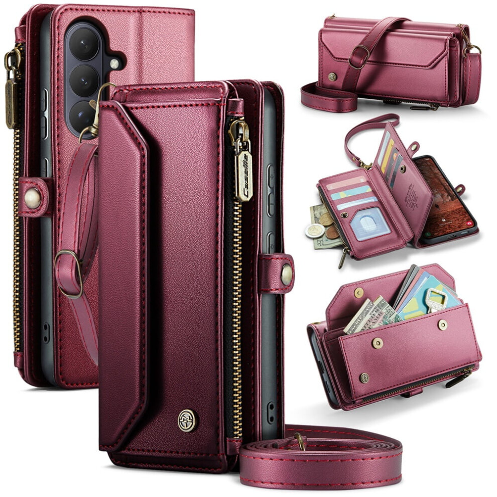 Caseme Leather Wallet Case For Compatible With Samsung Galaxy S26+ 5G Â Rfid Blocking, 10-Card Holder, Zipper Bills Slot, Magnetic Wrist Strap 9175034883644