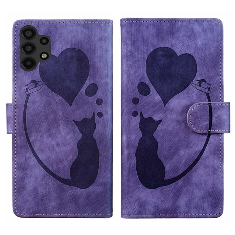 Pu Leather Flip Wallet Case With Magnetic Closure & Card Slots, Compatible With Samsung Galaxy A32 5G 6.5" Purple 9175034885006