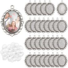 Oválné přívěsky s rámečkem 25x18mm – 30 ks, tácy + 30 ks