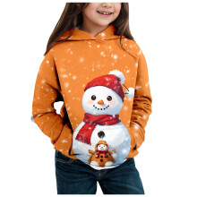 Girls Christmas Hoodie Long Sleeve Fashion Print Top