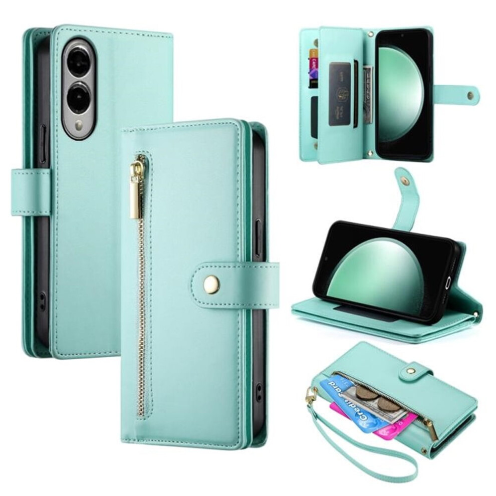 Compatible With Samsung Galaxy S25 Edge 5G 6.7" Wallet Caseâ Leather, Multi-Card Slots, Zipper Pocket, Lanyard Strap Green 9479868256606