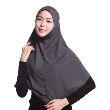 Lenço Hijab feminino cinza em mistura de algodão, 80 cm