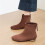 Women's ankle boots round toe low heel with side zipper 1