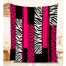 Pink Leopard Print Plush Fleece Blanket, AC & Four Seasons Use, Breathable Animal Print Bedspread – Compatible with All Beds