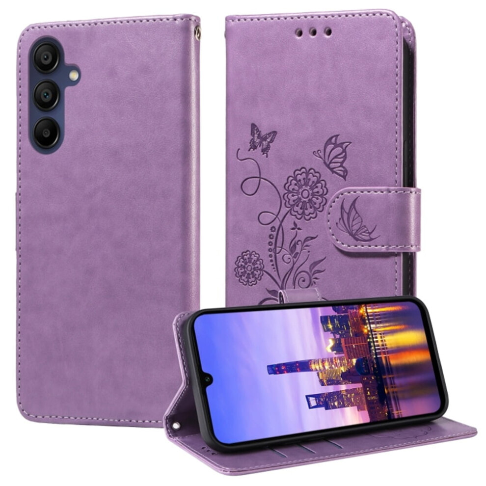 Embossed Butterfly Flower Flip Case For Samsung Galaxy A26 5G Â Shockproof, Kickstand, Card & Cash Slots Purple 9479868258679