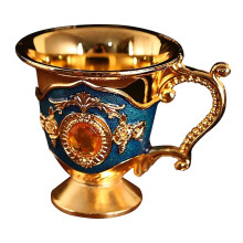 Vintage European Metal Tea Cup with Handle – Antique-Style Mug for Coffee/Baijiu, Compatible with Restaurant, Diner, Farmhouse, Coffee Shop, Home