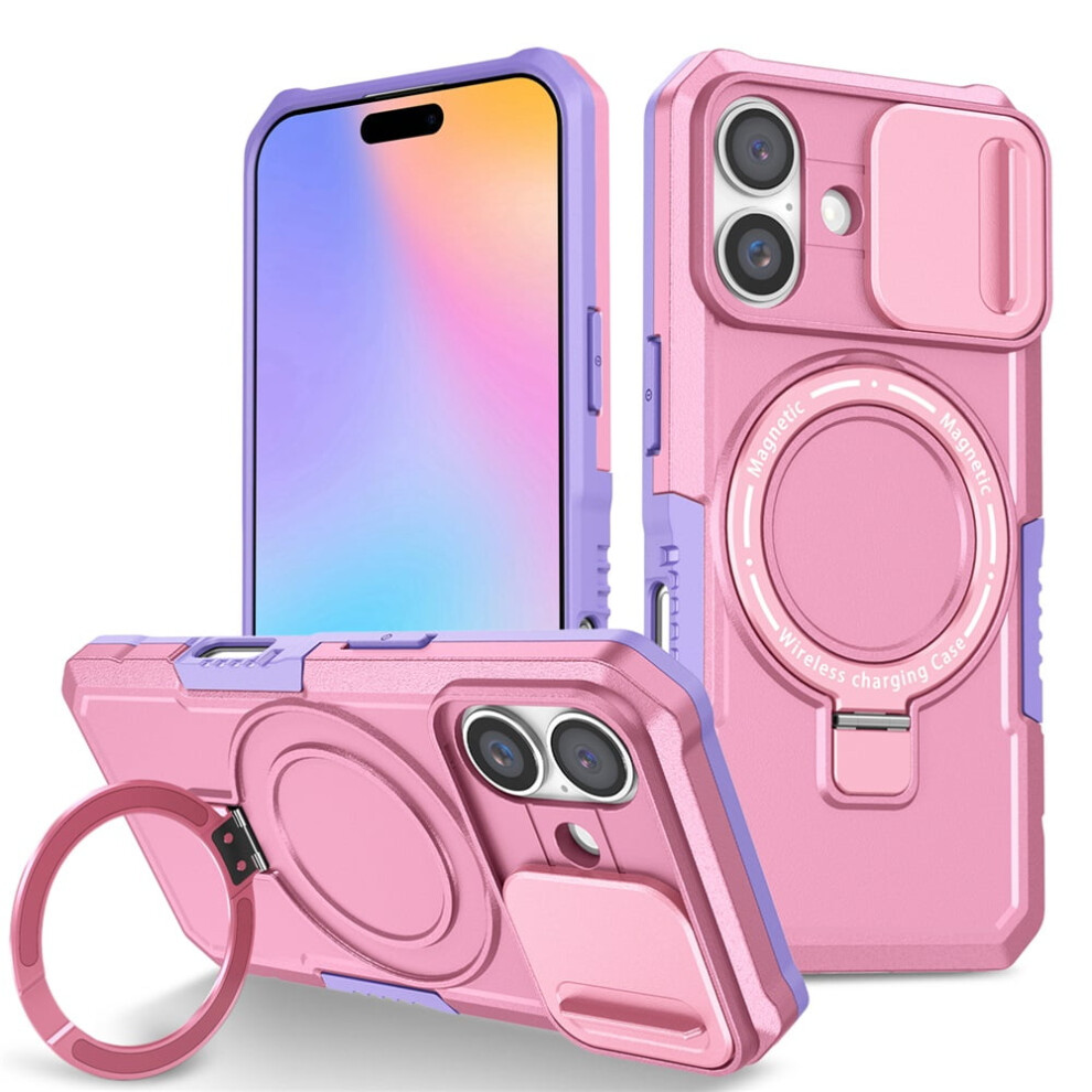 Iphone 16 Case 6.1-Inch Shockproof With Sliding Camera Pink 919886072189