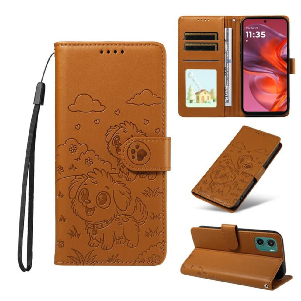 Motorola Moto E15 Leather Flip Case With Rfid Wallet, Magnetic Clasp, Lanyard & Stand Â Compatible With Motorola Moto E15 Brown 9479868258686