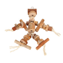 Rattan Balls And Wooden Blocks For Parrots Bird Hanging Plaything Exercise Beaks Easy To Install Safe Non Toxic Natural Materials Handmade Chew Toys