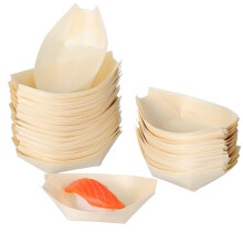 50 Sztuk Mini Łódki Na Sushi Z Drewna Do Przekąsek I Pokarmów