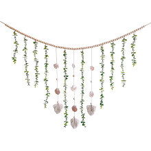 Ghirlandă de mărgele din lemn, decor de perete Boho, eucalipt artificial, agățat de perete cu verdeață de eucalipt, decor rustic de fermă