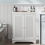 White Floor Standing Bathroom Cabinet Basket Door Adjustable Shelf 5