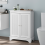 White Floor Standing Bathroom Cabinet Basket Door Adjustable Shelf 6