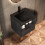 51cm Black Floating Bathroom Vanity Ceramic Sink Shelf Drawer Storage 2