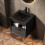 51cm Black Floating Bathroom Vanity Ceramic Sink Shelf Drawer Storage 4
