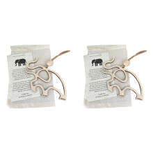 2X Ornamento con Elefante 'Amicizia, Ornamento con Elefante In Legno con Biglietto di Storia, Ornamento con Elefante Regalo di Amicizia per Gli