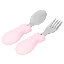 Pink Toddler Fork & Spoon Set Stainless Steel