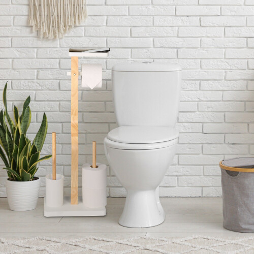 Toilet Roll Holder and Brush Set with Shelf 1