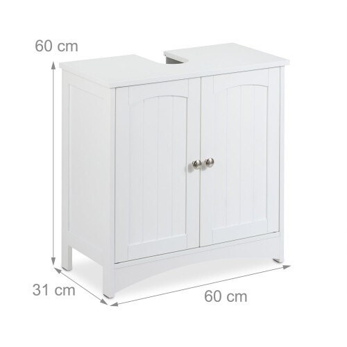 Badezimmer-Unterschrank mit Türen, MDF, weiß 2