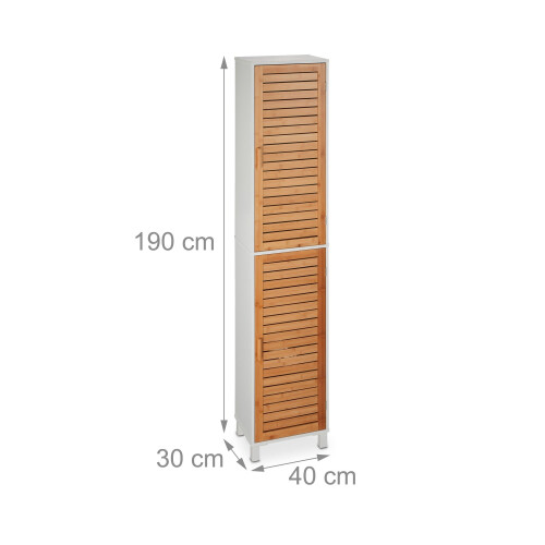 Tall Bathroom Storage Cabinet with Bamboo Doors 2