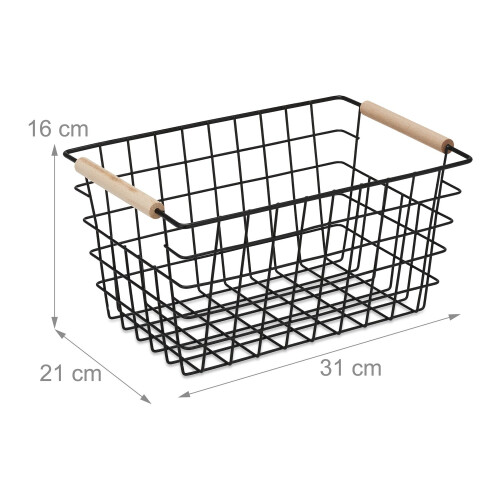 Wire Storage Baskets, Set of 2 with Wooden Handles 2