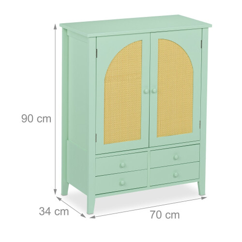 Turquoise Rattan Sideboard - 2 Compartments, 4 Drawers 2