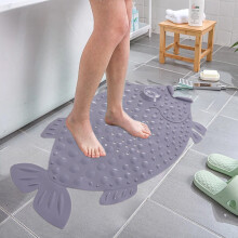 Antislip badmat met zuignappen, wasbare PVC douchemat met massagepunten, 25x13 inch, grijs – Geschikt voor standaard douches