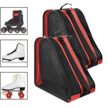 Ademende rolschaatstas met verstelbare riem, opbergtas van Oxford-stof voor rolschaatsen en accessoires – 2 stuks rood