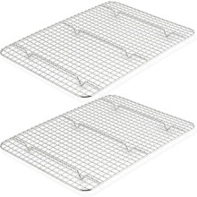 Zestaw 2 kratek chłodzących ze stali nierdzewnej (16,5" x 11,5"), do piekarnika/grillowania/pieczenia/chłodzenia, pasuje do połowy blachy, można