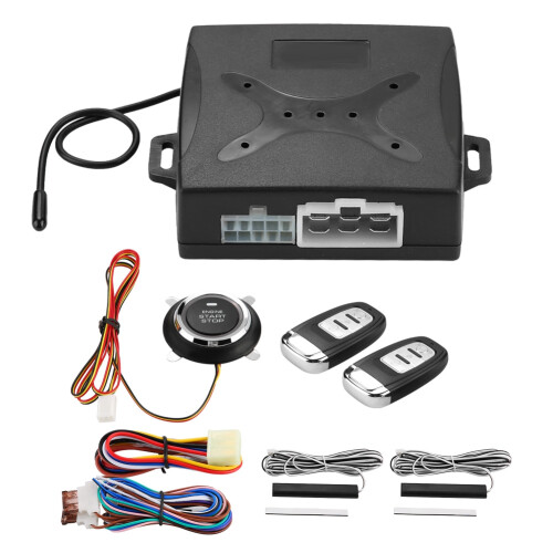 Vehicle Security System Keyless Entry Remote Start Push Button Ignition Starter Kit RFID Technology Touch Password Entry Compact Easy Install Car 1