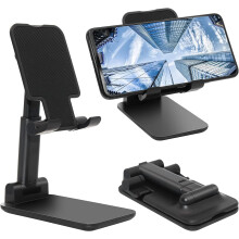 Összecsukható, állítható telefontartó asztalhoz – állítható magasságú és szögű, kompatibilis minden telefonnal (4-10", tablettel)