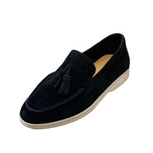 Willtoo damesloafers van suède met kwastjes – instapschoenen voor een casual look – modieus en comfortabel zwart